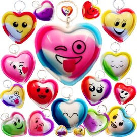 Roaqua 50 Packs Valentines Push Fidget Bubble Bulk Heart Shape Mini Pop Fidget Keychain for Adult and Kids,Small Valentine Wedding Party Favors and Classroom Student Gifts