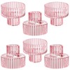 IYOUYA Pink Glass Candle Holders 6PCS for Pillar Candles, Taper