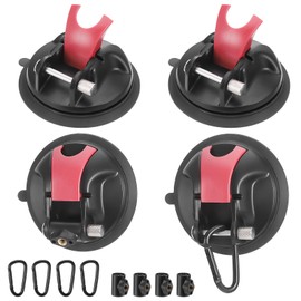 Pack of 4 Suction Cups, Vacuum Suction Cup with Hook and Camera Connector, Extra Strong Suction Cups Camping, Suction Cup Hooks 25 kg Load Capacity, Suction Cup Mount Camper Accessories, Suction Cup