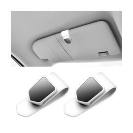 HZEL Sunglasses Holders for Car Sun Visor, 2PCS Vehicle Glasses Hanger Clip, Automotive Interior Eyeglass Ticket Card Clamp Organizer Accessories, Universal for SUV, Sedan, Truck(White)