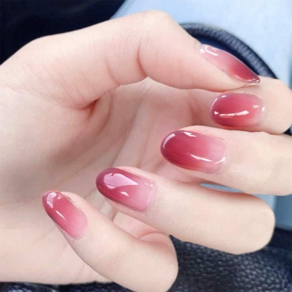 Aimimier 24Pcs Ombre False Nails Gradient Glossy Full Cover Short