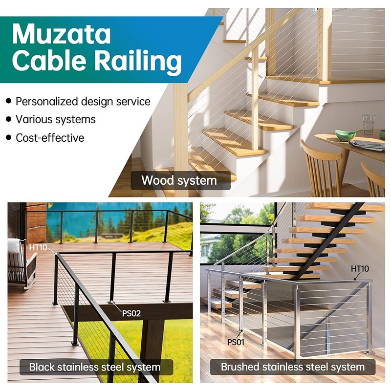 Muzata 80PCS Stainless Steel T316 Protective Sleeves Cable Railing Kit