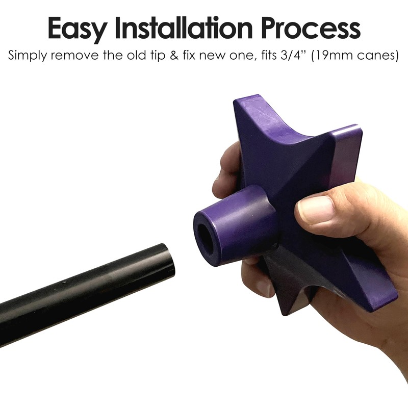 Superstar Self Standing Cane Tip has Non-Slip Heavy Duty Rubber