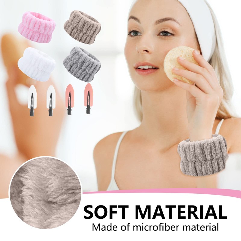 Pack of 4 Spa Wrist Wash Band Microfibre Face Wash