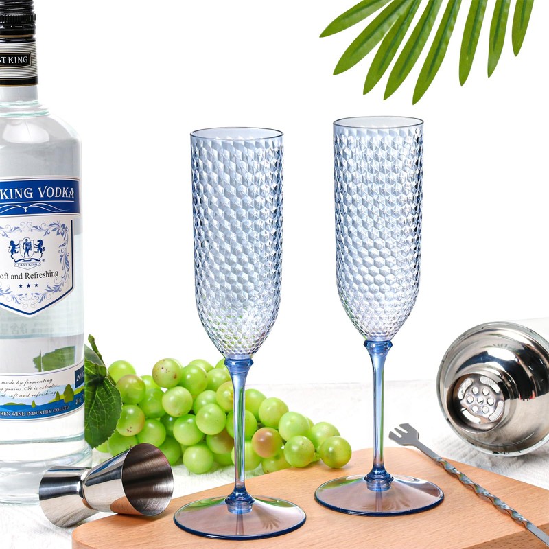 XUWAIDSGN 24 Pack Blue Detachable 2 piece Champagne Flutes 5.5
