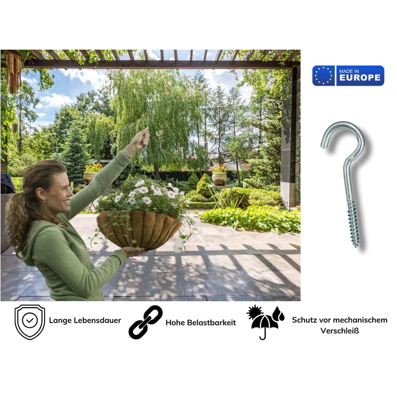 THOMCE Robust Screw Hooks Galvanised Pack of 20 5 x
