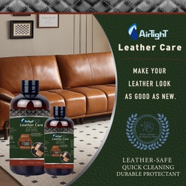 AirTighT Leather Cleaner and Conditioner, 8 Ounce, Ultra Violet Protection Help Prevent Cracking or Fading of Leather Couches, Car Seats, Shoes, Purses for Furniture