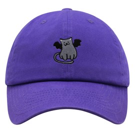 JPAK Bat-cat Premium Dad Hat Embroidered Cotton Baseball Cap Cat Kitty Purple