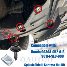 OAUTOO 10Sets Fender Liner & Splash Shield Screw with U-Nut Kit for Honda 90139-SE0-003 90345-S04-000