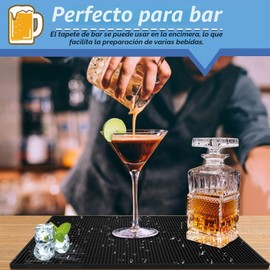 2PCS Tapete para Barra de Bar de 45 x 30 cm,y 2PCS Posavasos 10 x 10 cm de Silicona Antideslizante,para Cócteles, Accesorios de Barista,Versátiles para Cocina, Restaurantes,Barra de Bar y Escritorio