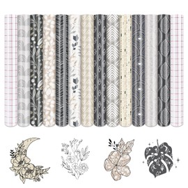 Tintnut Grey and White Boho Permanent Adhesive Vinyl-12 Sheets 12" x 10" Grey and White Pattern Self Adhesive Vinyl Boho Permanent Vinyl for Mugs