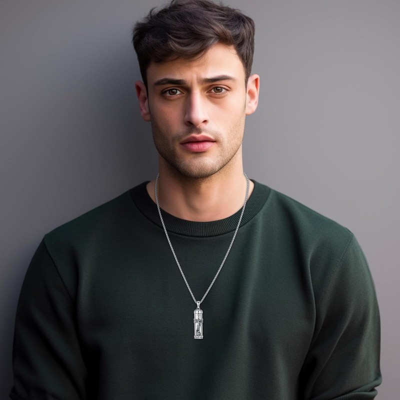 Aniu Saint Michael Medal Necklace Cremation Jewelry for Ashes S925