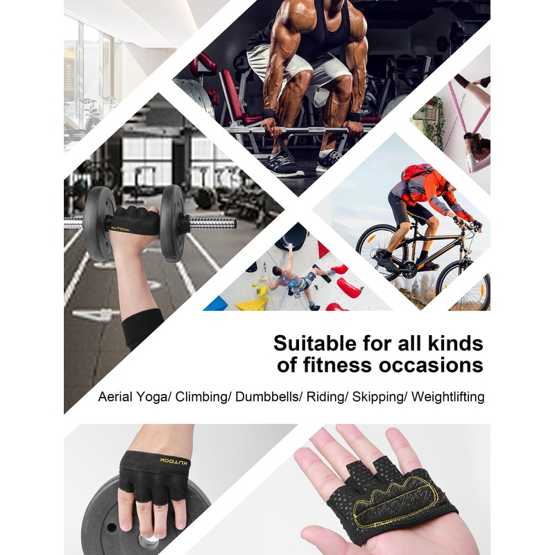 KUTOOK Glove Gym Fitness Training Weight Lifting Gloves Unisex black-XS