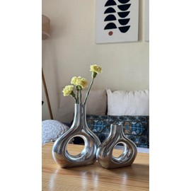 ALCU Ellipse Horizon Vase Set of 2 – Modern Oval Decorative Pots for Succulents, Flowers & Indoor Plants – Minimalist Home & Garden Vases – Durable & Weather-Resistant for Indoor & Outdoor Use