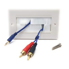 MainCore UK Standard Faceplate Gang White Brush for Cables Exit/Wall Outlet (Available Single & Double) (Double)