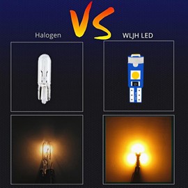 WLJH 6 Pack T5 LED Bulb Yellow 74 73 17 2721 Canbus Error Free 3-SMD 3030 LED Gauge Cluster Dashboard Indicator Light Bulbs,Plug and Play