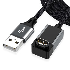 AGVEE 1.5ft Charger Cable for Garmin Watch, L-Shape Braided Charging Cord for Fenix, Forerunner, Vivoactive, Instinct, Venu, Tactix, Approach, D2, Quatix Series, Dark Gray