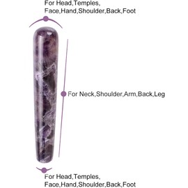 Natural Amethyst Massage Wand, 4.3" Crystal Massage Stick Gua Sha Scraping Massage Tool for Acupuncture Therapy Pointed Stick Treatment Crystal Wand for Women to Train Pelvic Muscles Kegel Exercise