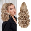 Wirctp Ponytail Extension,16" Claw Clip in Ponytail Extensions Long Curly Ponytail Hairpiece for Women Fluffy Natural Synthetic Pony Tails for Daily Use(Dark Blonde with White Blonde Highlights)