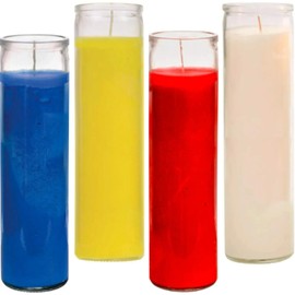White Prayer Candles - Red Yellow Blue White Wax Candle (4 Pack) Great for Sanctuary