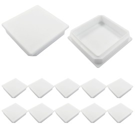 Hordion 12 Pcs 4" Square Plastic Plugs, White Tubing End Cap Chair Leg Inserts for Pipe Post Chairs Furniture
