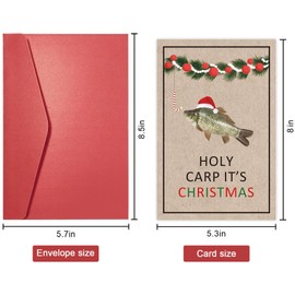 SuperShunhu Funny Fish Christmas Card for Family Friend, Punny Christmas Card for Fish Lover, Amusing Carp Xmas Card for Women Men, Holy Carp It is Christmas