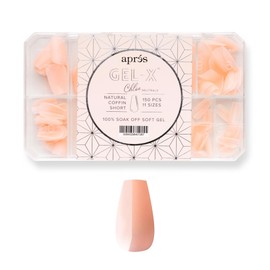 Apres Neutrals Gel-X Chloe Box Of Nail Tips, 11 Sizes 00-9, Soft Gel Tip Box (150pcs) (Natural Coffin Short, 150)