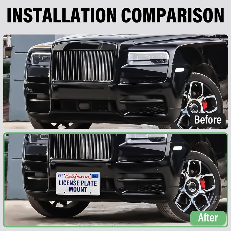 No Drill Front License Plate Bracket Holder Compatible with Rolls-Royce