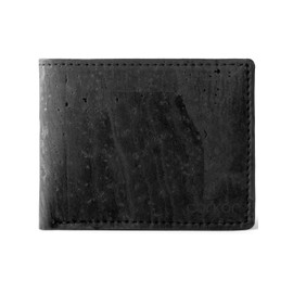 Corkor Geldbörse Bifold Schlank Brieftasche Herren Leichtes Natur-Leder für Kreditkarten Natur Veganer Korkleder Schwarz