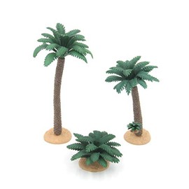 YARDWE 3pcs Small Coconut Palm Tree Model Green Plastic Faux Fish Tank Plants Model Scenery Palm Tree Craft Statue for Micro Landscape Fairy Garden Decor 7.31×3.54 Inch