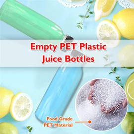 Holotap 42 Pcs 10 OZ Plastic Bottles with Caps, Empty PET Clear Disposable Bulk Juice Bottles with Black Tamper Evident Lids for Juicing, Protein Drinks and Other Beverage Containers