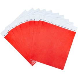 DGBDPACK 100 Pcs Tyvek Wristbands, 1-100 Consecutive Numbers Waterproof Tearproof and Printable Wrist Straps Admission Bracelets Tickets (Red)