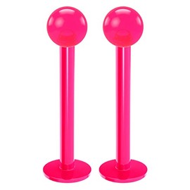 2pc 1.2mm 16g Labret Bar Studs Lip Ring Monroe Tragus Snake Spider Bites Forward Helix Cartilage Dahlia Conch Pink Dental-Grade Acrylic 3mm Ball Piercing - 10mm