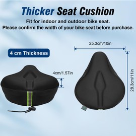Zacro Bike Seat Cushion - Gel Padded Bike Seat Cover for Men Women Comfort, Extra Soft Exercise Bicycle Seat Compatible with Peloton, Outdoor & Indoor