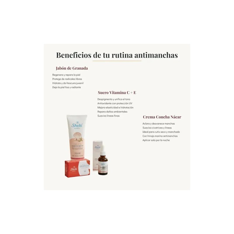 Kit Facial Shelo Nabel: Crema+vitamina C+jabón Granada