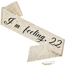 LATFZ I'm Feeling 22 Birthday Sash - Happy 22nd Party Supplies and Fabulous Satin Decoration (Gold)