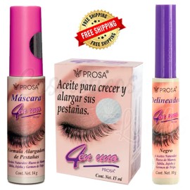 PROSA 4 EN UNO,1 OIL FOR ENLARGING EYELASHES, 1RIMEL ACEITE DE MAMEY, 1 EYELINER