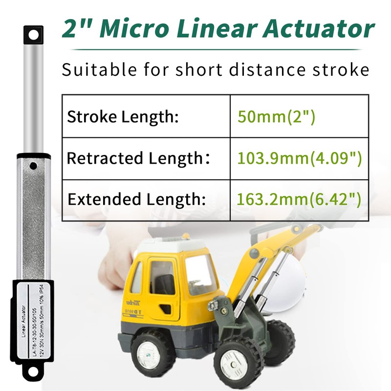 Micro Electric Linear Actuator with Controller, 2" Stroke Mini Motion