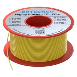BNTECHGO 22AWG FEP Teflon Coated Tin-Plated Copper Wire in Yellow 50 ft has a Temperature Rating of -65 to 200°C FEP Teflon Wire is Suitable for Applications Requiring High-Temperature Resistance