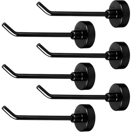 Heavy Duty Black Magnetic Hooks - Set of 6 Large Magnetic Hooks - Strong Magnetic Hook for Cruise, Garage, Kitchen, and Refrigerator - Versatile Magnetic Hangers