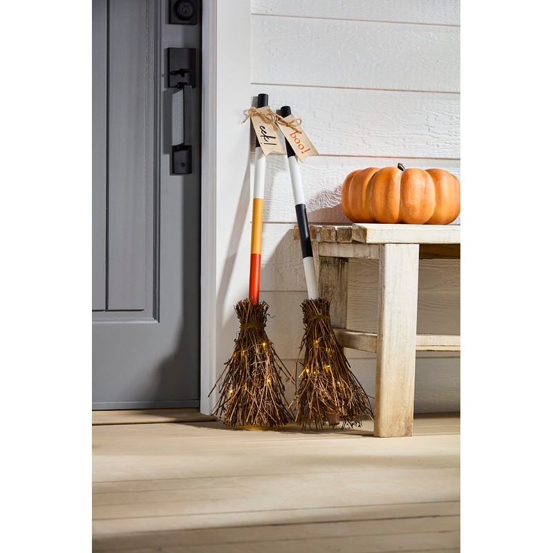 Mud Pie Light Up Broom Décor, Boo, 33"