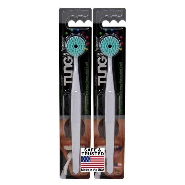 Peak Essentials | The Original TUNG Brush Kits | Tongue Cleaner | Scraper | Scrubber | Odor Eliminator | Fight Bad Breath | Fresh Mint | BPA Free | Made in America | (2 Count w/Cap)
