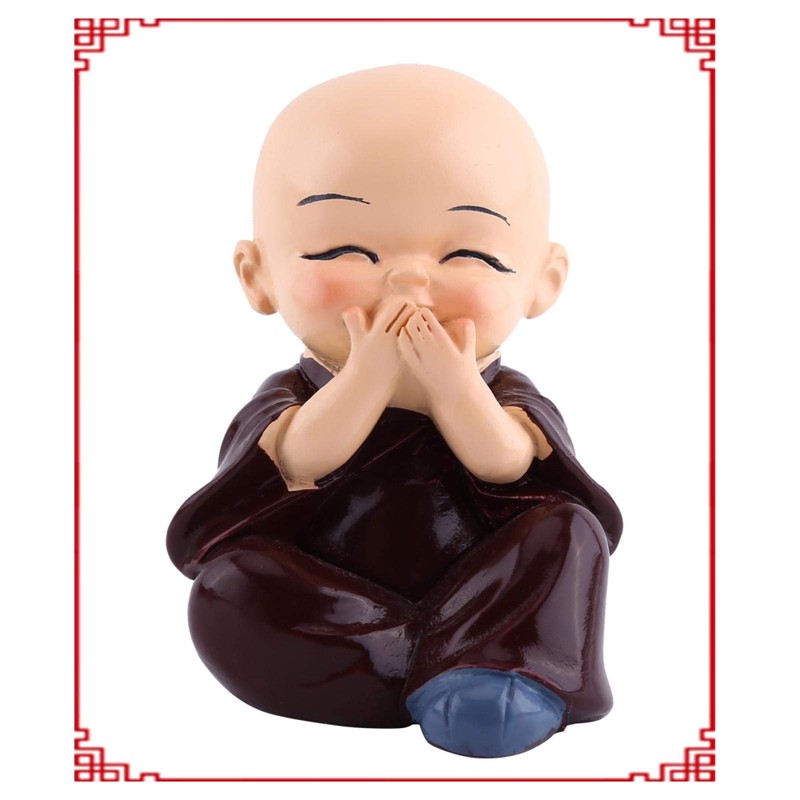 Tiiyee 4 Monks Figurine Statue, Little Monks Hear No Evil