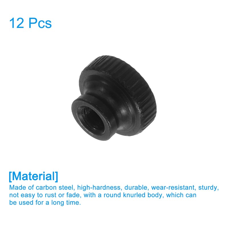 sourcing map Knurled Thumb Nuts, 12Pcs M4 Carbon Steel Nut