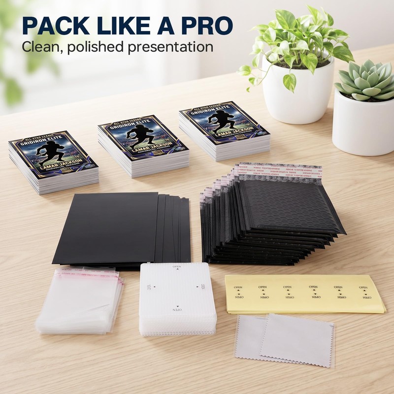 Trading Card Shipping Kit with Bubble Mailers, Kraft Envelopes and