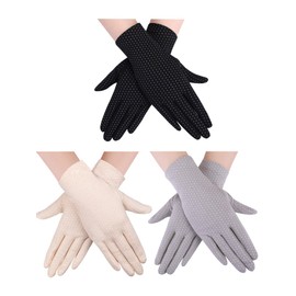 Boao 3 Pairs Women Sun Protective Gloves UV Protection Summer Sunblock Gloves Touchscreen Gloves for Driving Riding