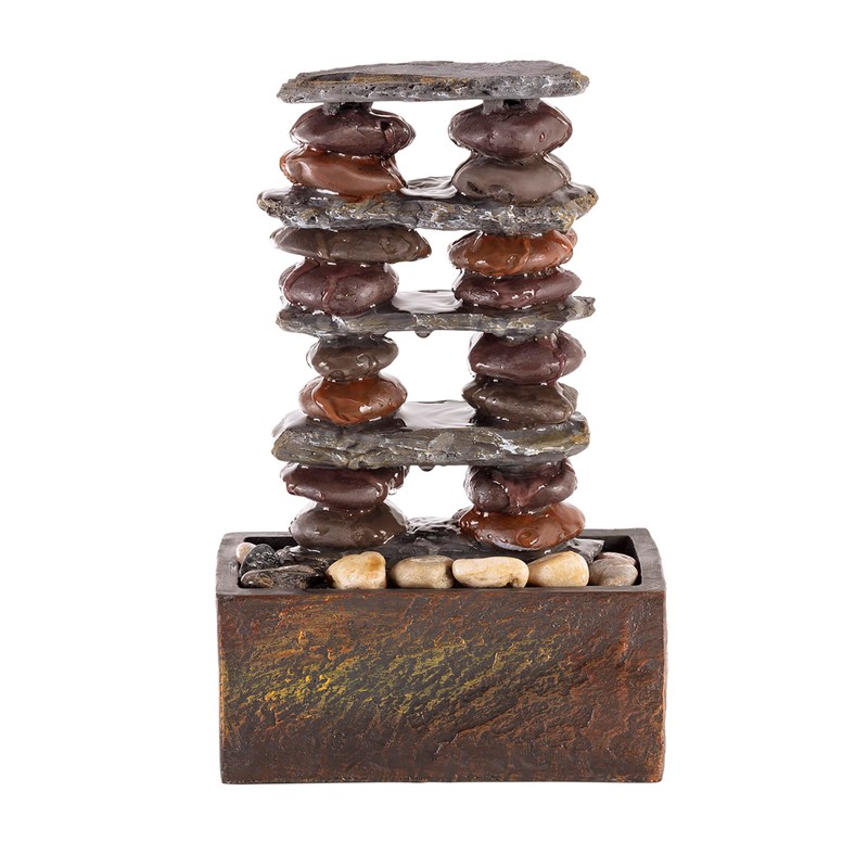 Alpine Corporation TT8002 Indoor/Outdoor Tabletop Stacked Rocks Eternity Fountain, Modern