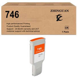 ZHINGUAN Remanufactured 746 Photo Ink Cartridge Works for DesignJet Z6 Z9+ Large Format Printers (1-Chromatic Red) 300ml