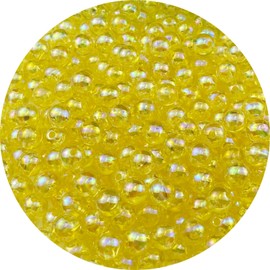 Jmassyang 2000 Pieces 4mm Glossy Acrylic Round Beads AB Color Spacer Bubble Bead Plastic Crafts Bead for DIY Necklaces Bracelets Earrings Jewelry Making (Yellow AB)