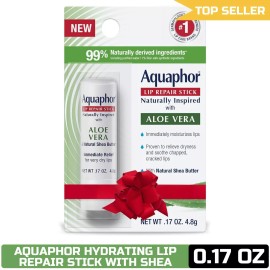 Aquaphor Aloe Vera & Shea Butter Lip Repair Stick, Hydrating Balm for Dry Lips,